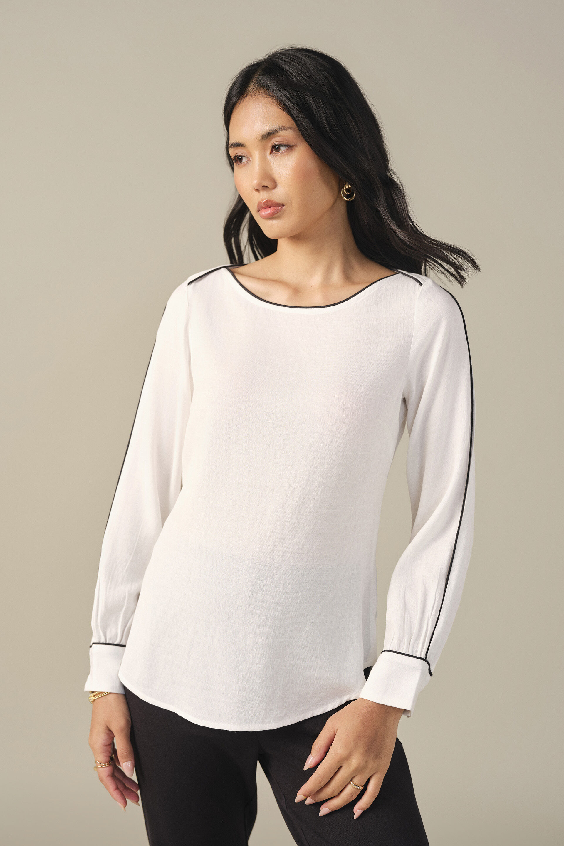 Ruffle Top in White, White, image 3